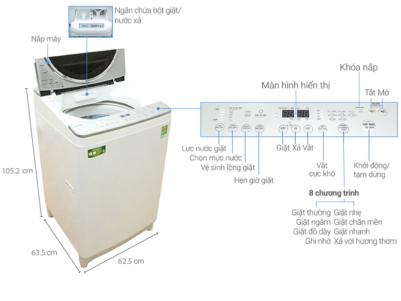 Máy giặt Toshiba Inverter 10 kg AW-DE1100GV (WS) Máy giặt Toshiba Inverter 10 kg AW-DE1100GV (WS)