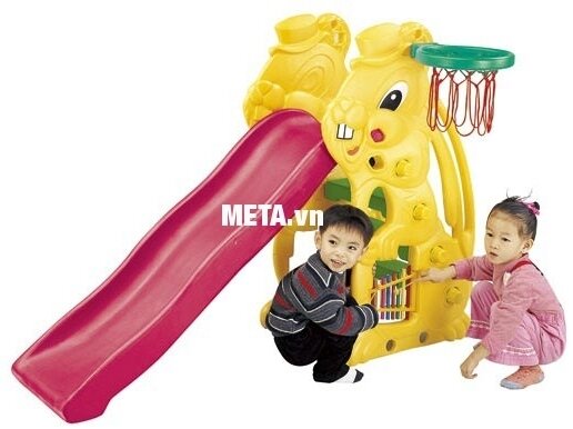 Cầu trượt con thỏ có rổ bóng SL-07