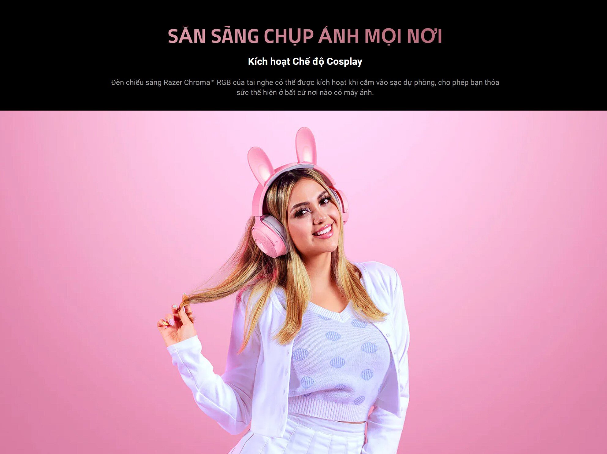 Tai nghe gaming có dây Razer Kraken Kitty V2 Pink _ RZ04-04730200-R3M1