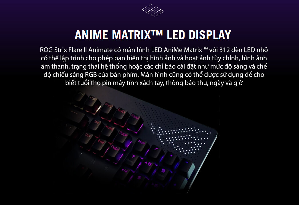 Bàn phím game Asus ROG Strix Flare II Animate NX (USB/RGB/Red sw) (XA07) 2