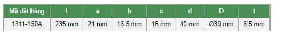 Kích thước Insize 1311-150A Insize 1311-150A
