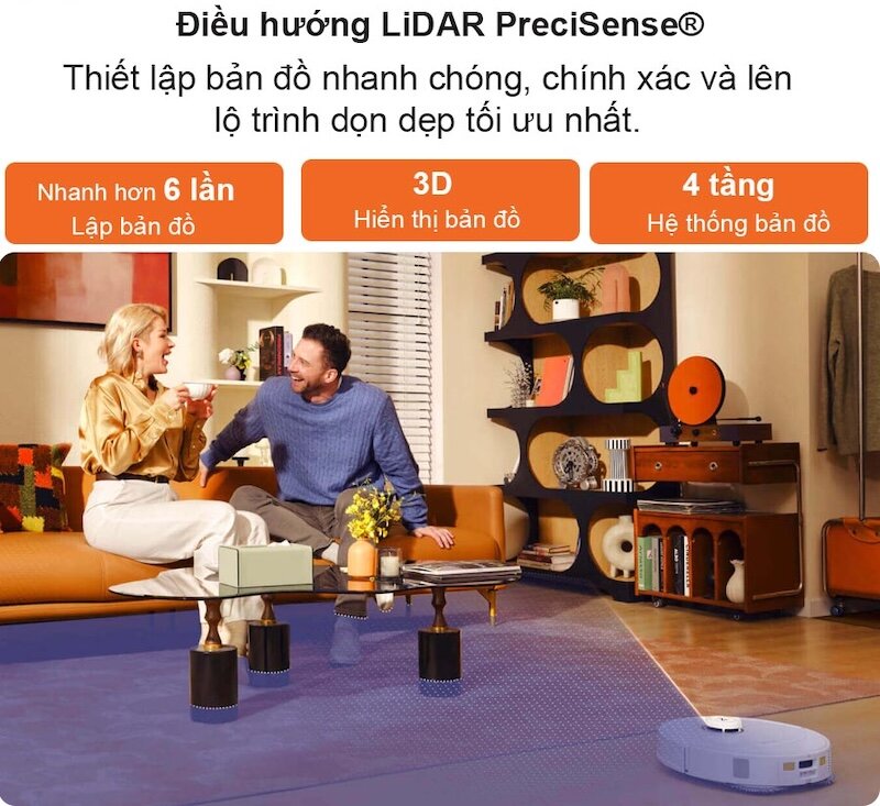 Robot hút bụi Roborock Q Revo MaxV được trang bị công nghệ Lidar giúp quét bản đồ chính xác