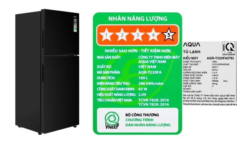 Tủ lạnh Aqua Inverter 189 lít AQR-T220FA(FB) 3 Tủ lạnh Aqua Inverter 189 lít AQR-T220FA(FB)