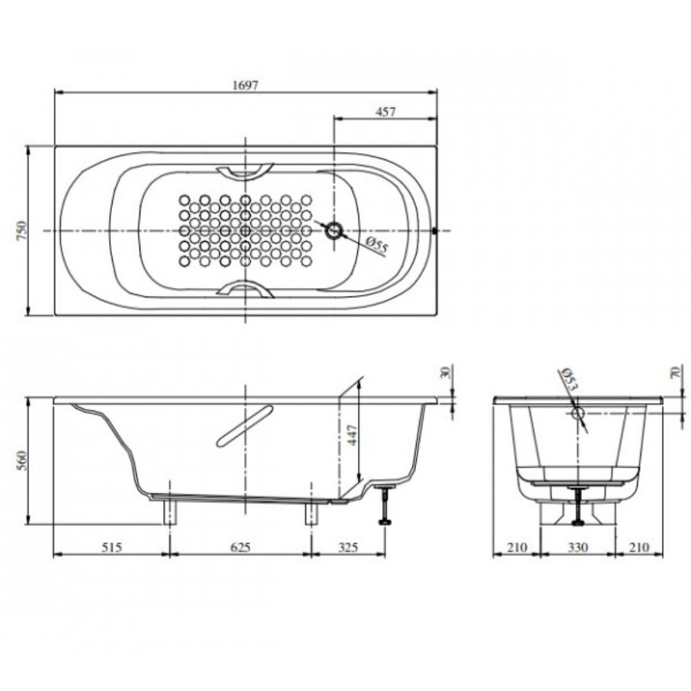 Bồn Tắm Ngọc Trai 1m7 TOTO PPY1750PE#P/DB505R-3B/TVBF412