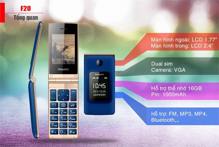 Điện thoại Masstel F20 Navy Điện thoại Masstel F20 Navy