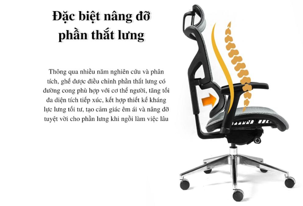 Ghế công thái học VCHAIR COMMANDER - Xám4