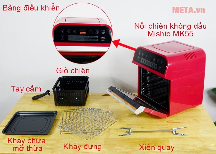 Nồi chiên không dầu điện tử đa năng Mishio 12 lít MK55