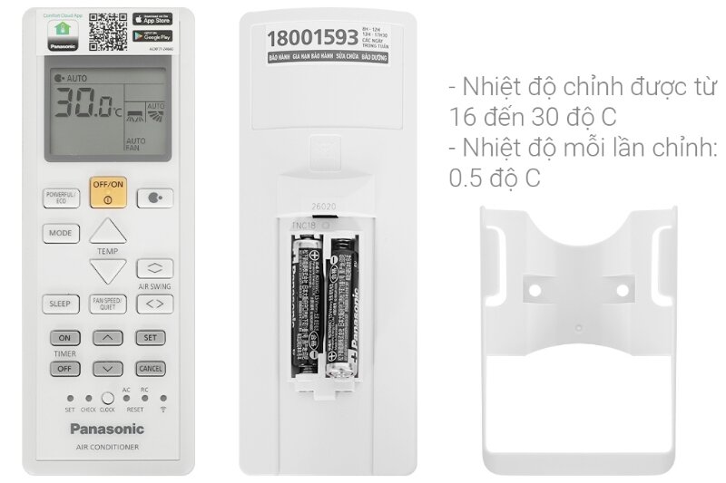 Điều hoà Panasonic Inverter 24000 BTU 1 chiều CU/CS-PU24AKH-8 remote
