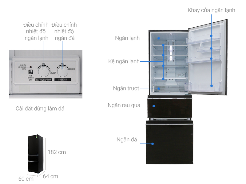 Tủ lạnh Mitsubishi Electric 358 lít MR-CX46EJ-BRW-V Tủ lạnh Mitsubishi Electric 358 lít MR-CX46EJ-BRW-V