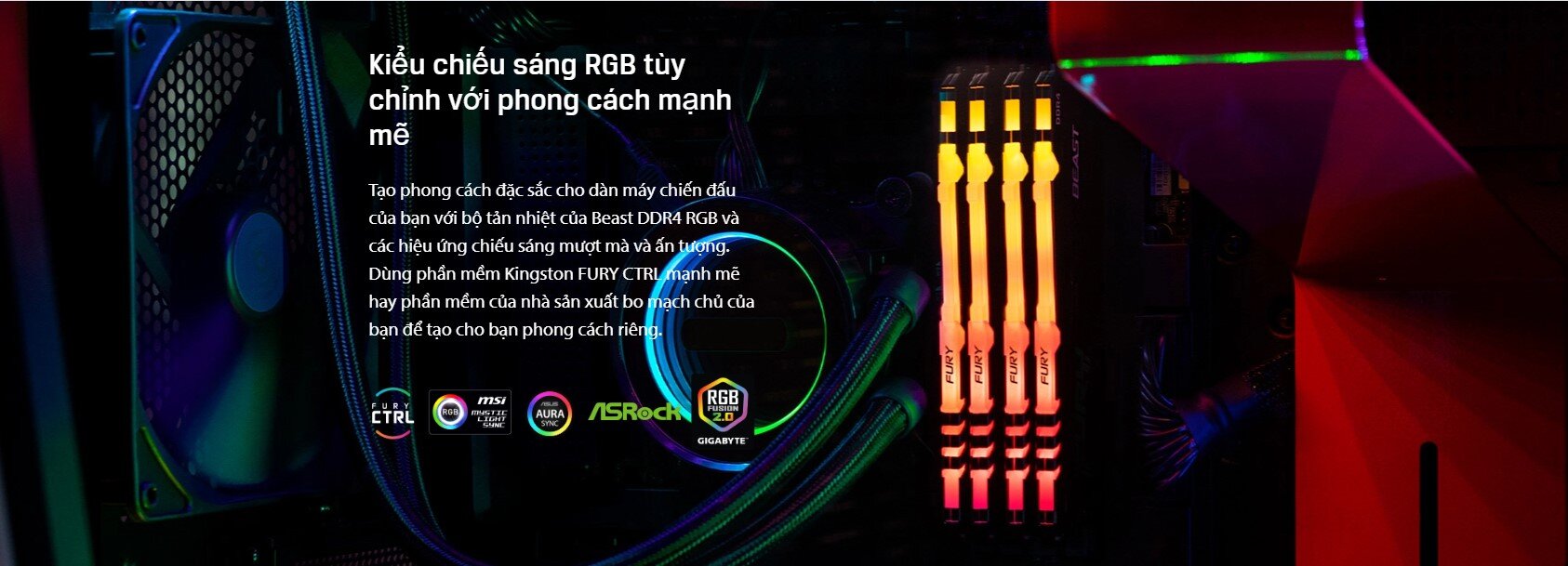 Ram Desktop Kingston Fury Beast RGB  ddr4