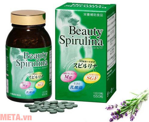 Tảo viên Beauty Spirulina Nhật Bản (550 viên/hộp)