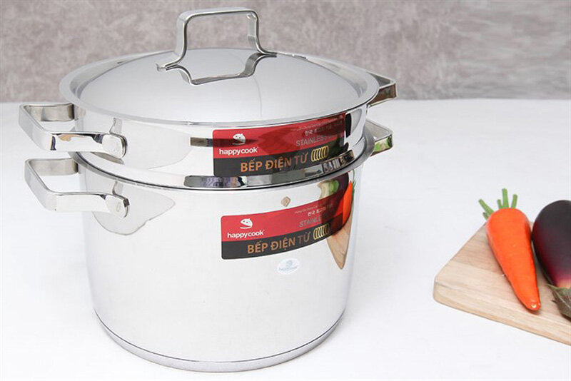 Bộ nồi xửng inox 3 đáy 24 cm Happycook Milan ST24-ML Bộ nồi xửng inox 3 đáy 24 cm Happycook Milan ST24-ML