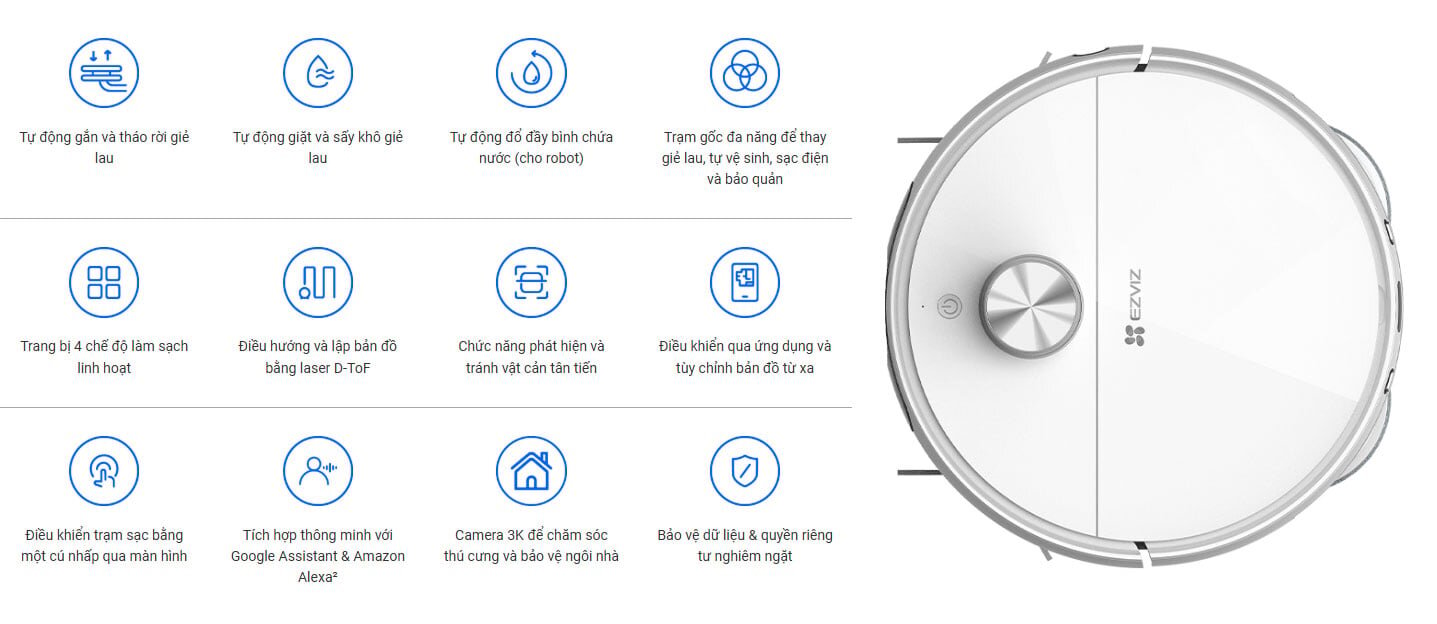 Robot hút bụi và lau nhà thông minh Ezviz RS2