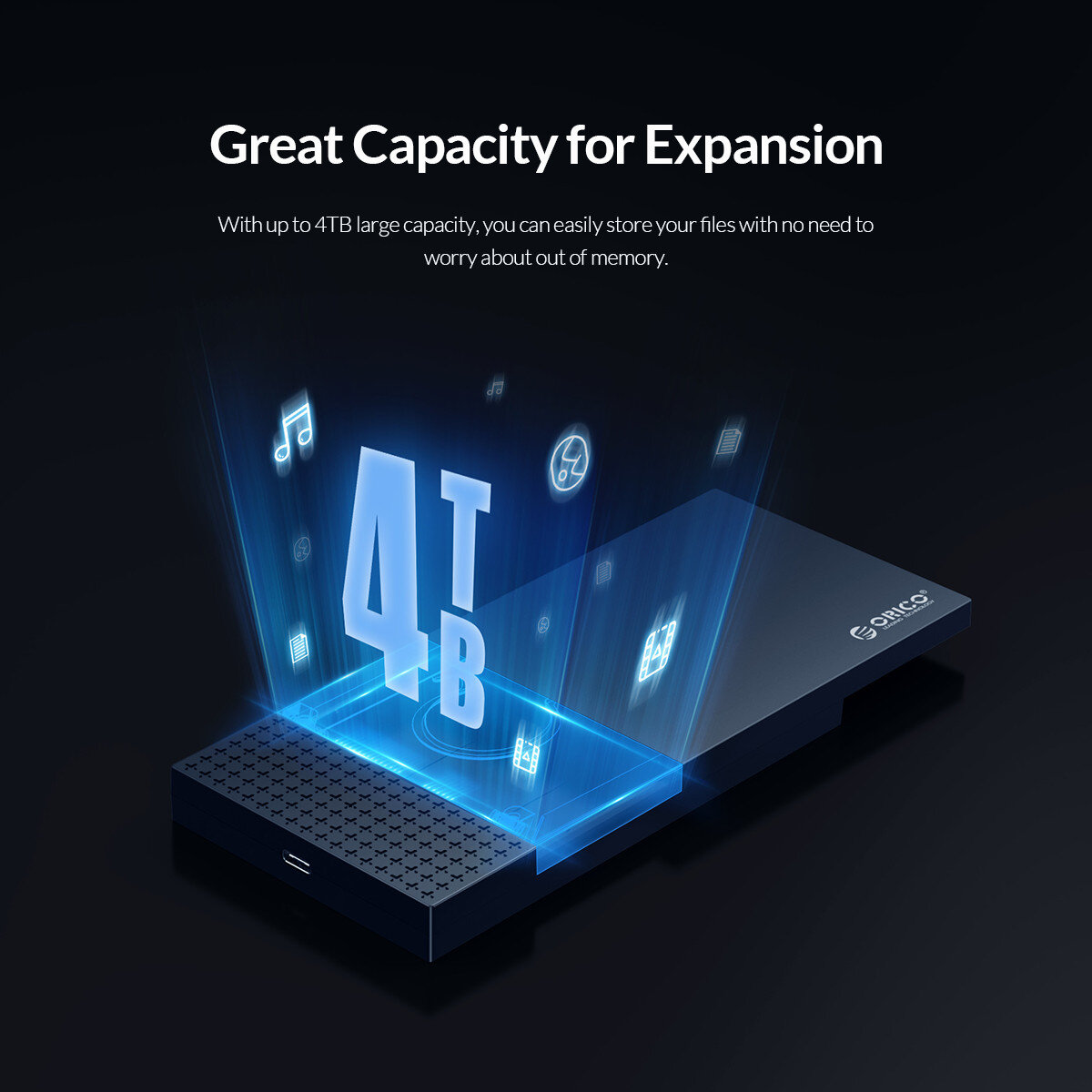 Hộp ổ cứng 2.5 inch Orico 2526C3-BK SATA 3 USB3.1 Gen2 Type-C 4