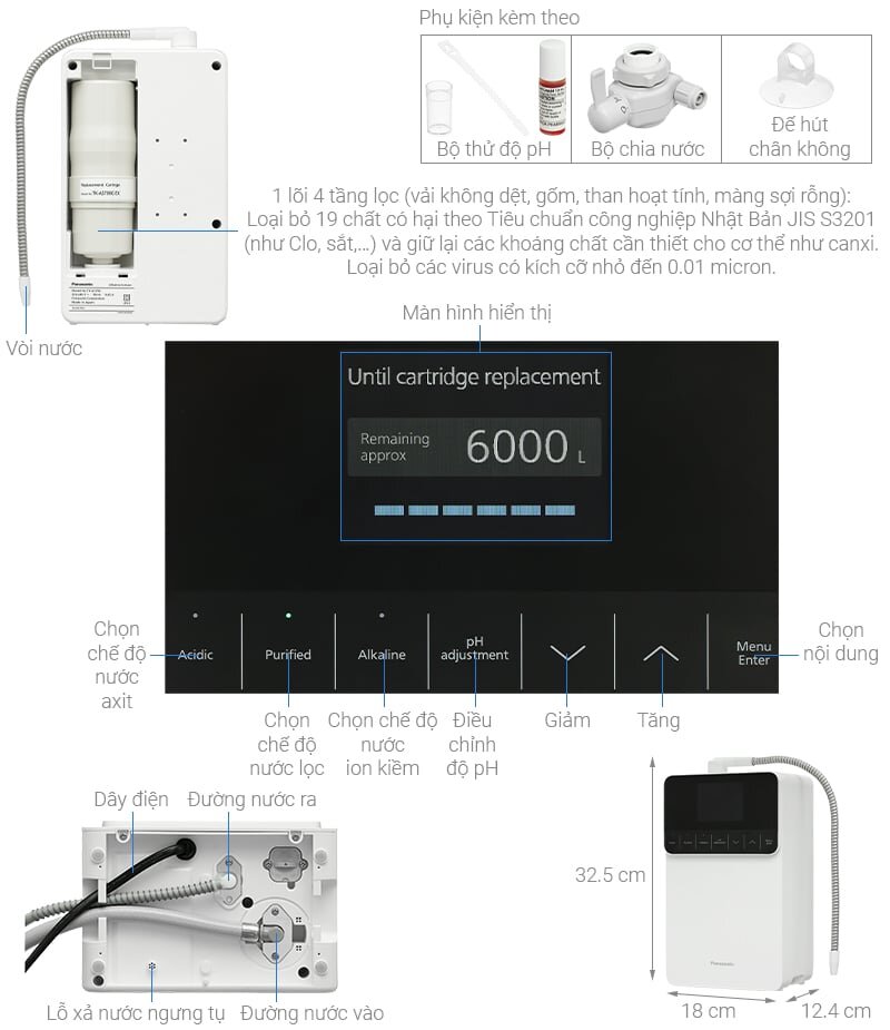 Máy lọc nước ion kiềm Panasonic TK-AS700