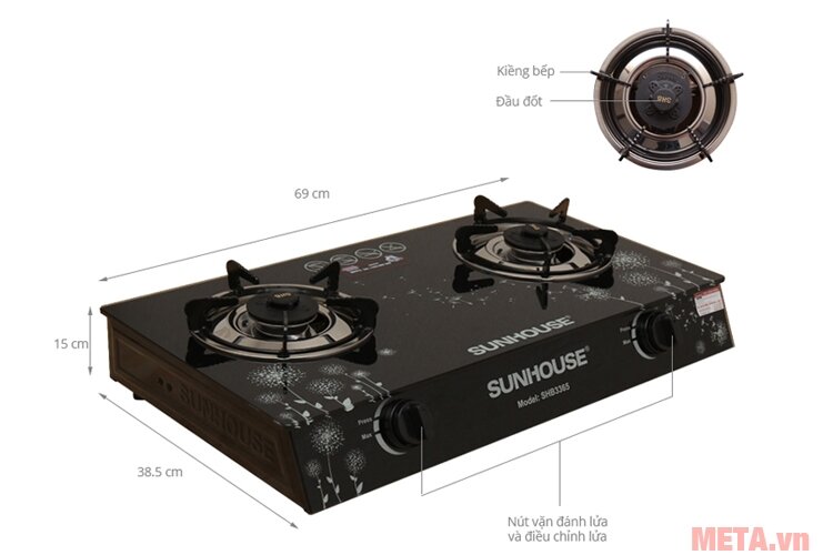 Bếp gas dương kính Sunhouse SHB-3365 Bếp gas dương kính Sunhouse SHB-3365
