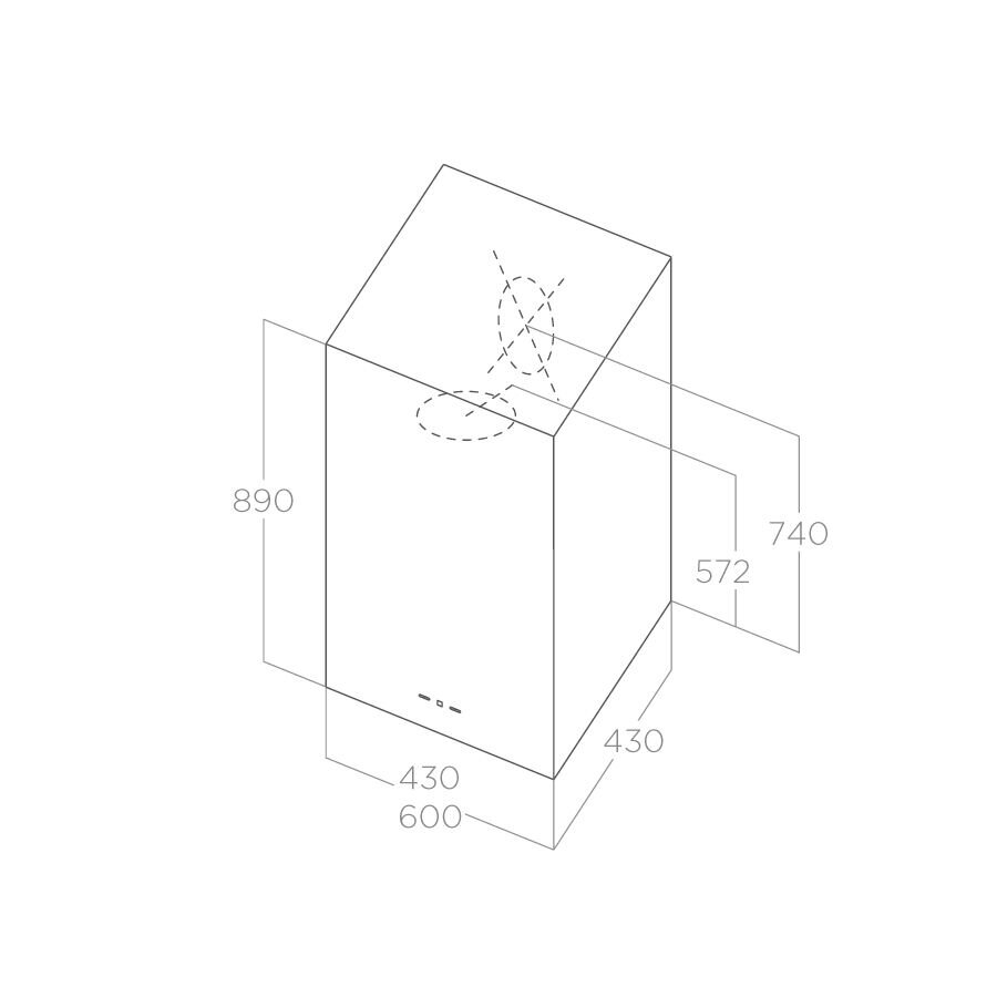 Bản vẽ kỹ thuật máy hút mùi áp tường ELICA KUADRA