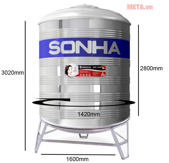 Bồn nước inox Sơn Hà đứng SH4000 (F1420)- 4000L Bồn nước inox Sơn Hà đứng SH4000 (F1420)- 4000L