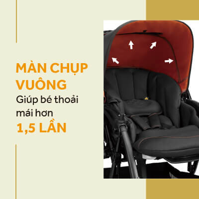 Màn chụp vuông xe đẩy Combi CrossGo giúp bé thoải mái hơn