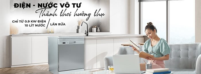 Máy rửa bát 15 bộ cao cấp Nagakawa NK15D03M tiêu thụ 10 lít nước/lần rửa và 0,9kW điện