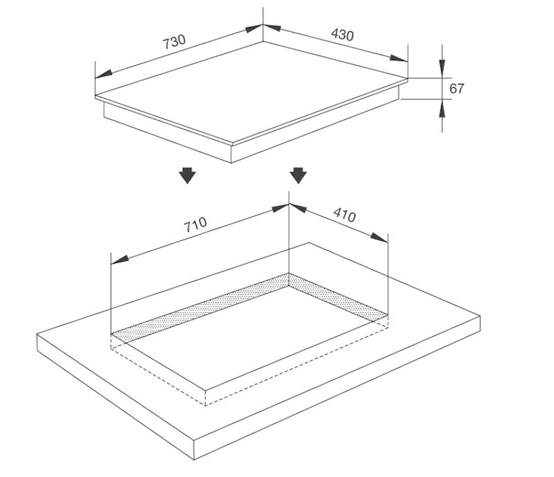 Kích thước bếp hồng ngoại Malloca MR 732