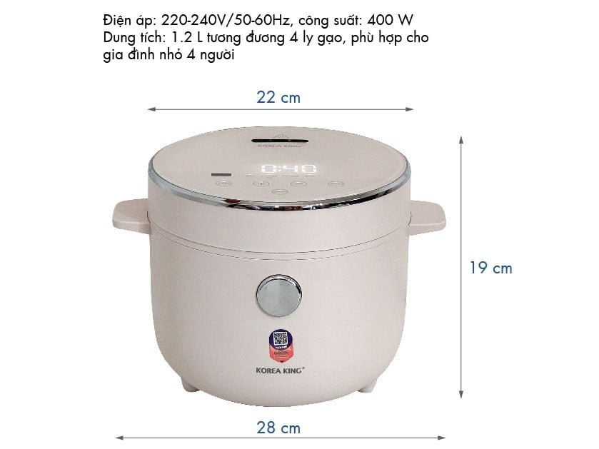 Nồi cơm tách đường Korea King PRC-12SLJT