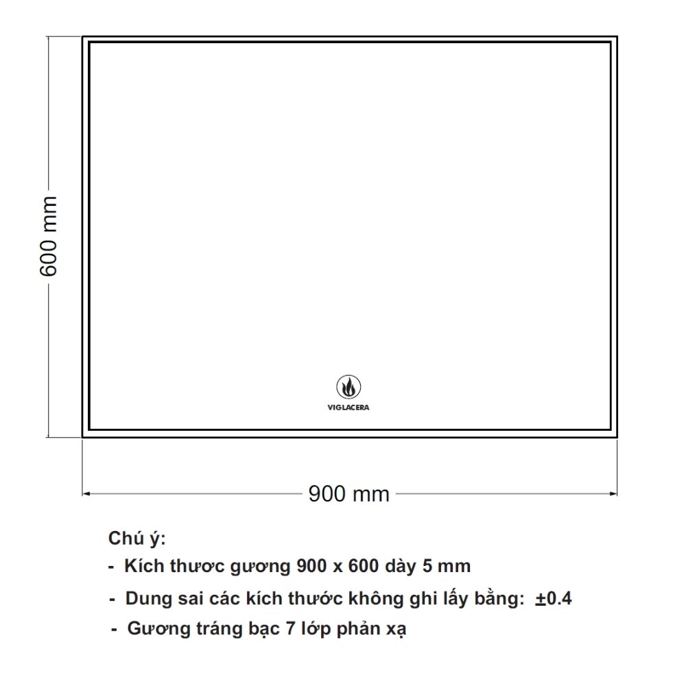 Bản vẽ kỹ thuật gương soi phòng tắm 60x90cm Viglacera VG835 (VSDG5)