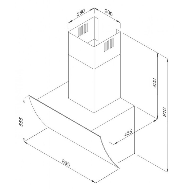 Kích thước lắp đặt máy hút mùi áp tường Malloca MC-9039B