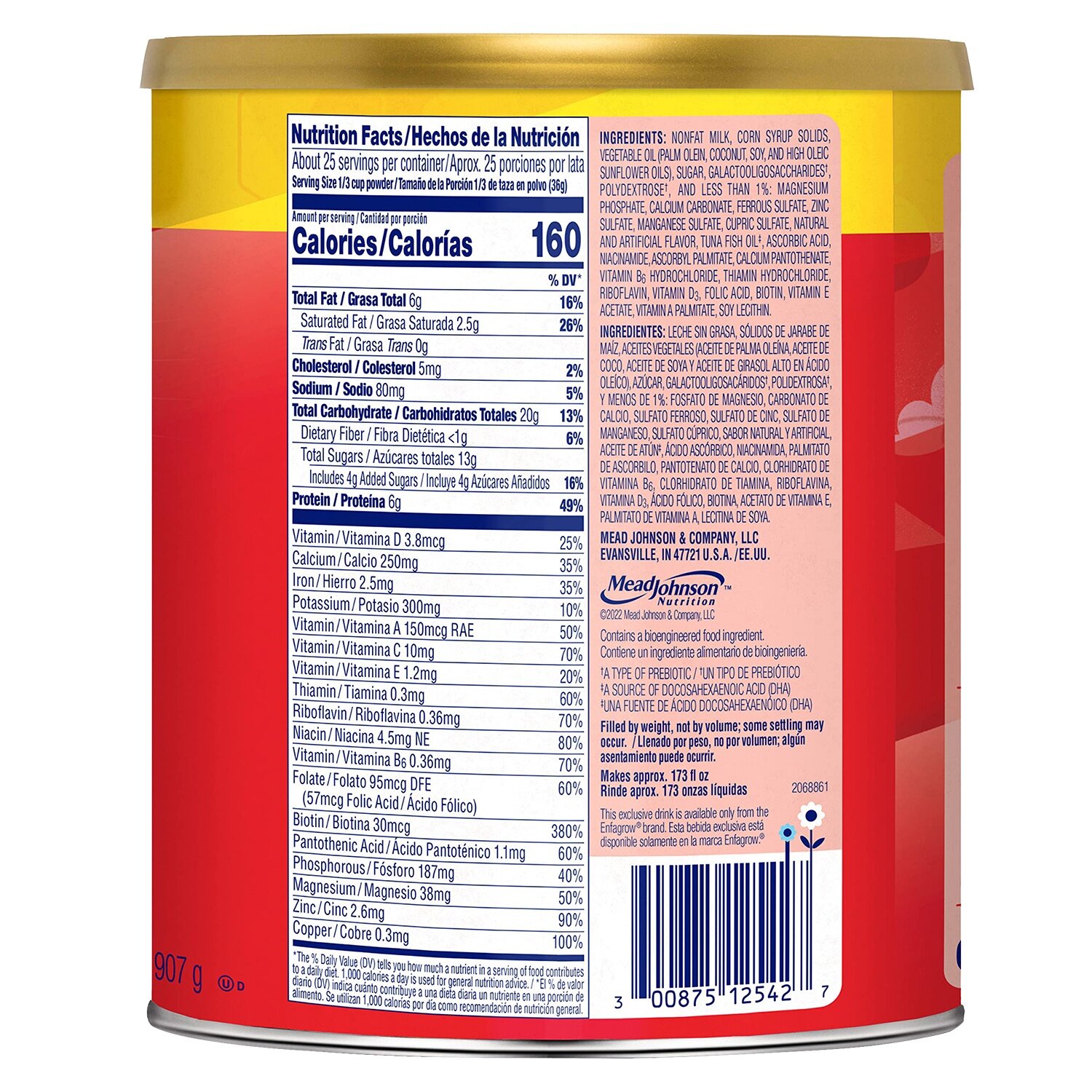 Thành phần sữa bột Enfagrow Premium Toddler cho bé từ 1+