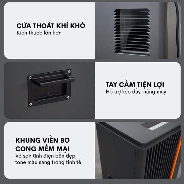 Máy hút ẩm công nghiệp Fujihaia DH150B có tay cầm tiện lợi Máy hút ẩm công nghiệp Fujihaia DH150B