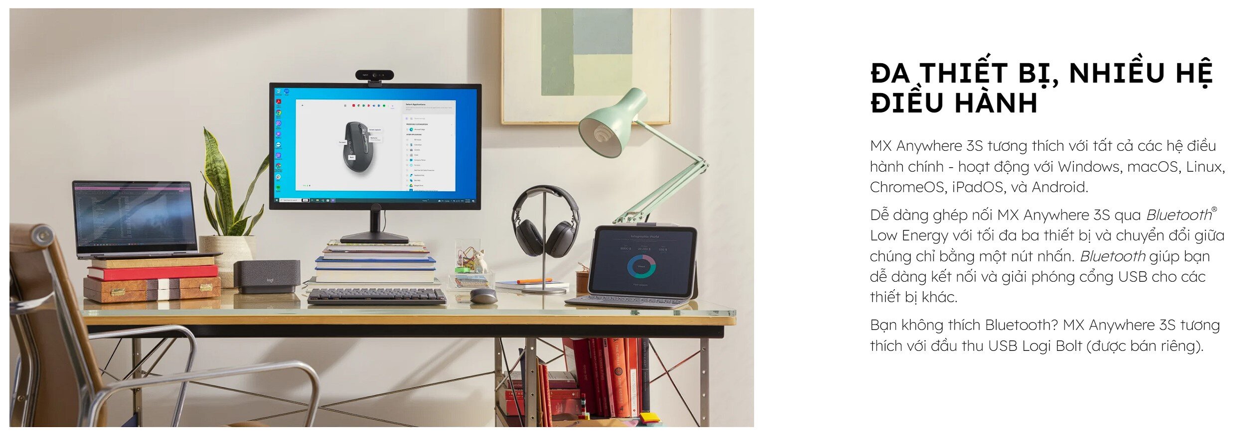 Chuột không dây Logitech MX Anywhere 3S Rose (Wireless/Bluetooth) 910-006934