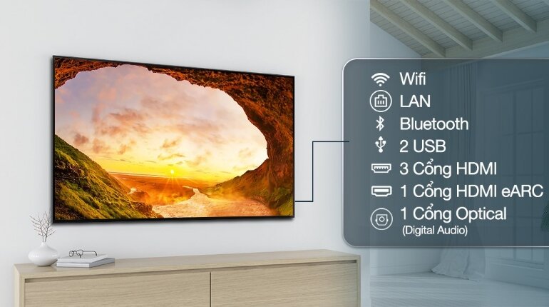 Smart Tivi Samsung 50 inch 4K UA50BU8000 các cổng kết nối đa dạng