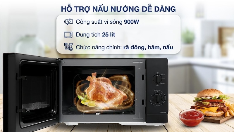 Lò vi sóng Panasonic NN-SM33NBYUE 4 Khoang lò của lò vi sóng Panasonic NN-SM33NBYUE được làm bằng thép tráng men