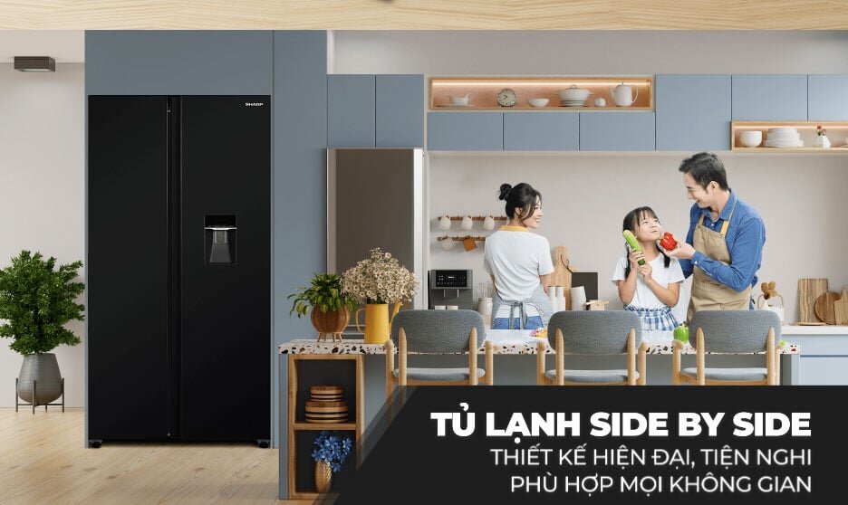 Tủ lạnh Sharp SBX530WD-DG có thiết kế sang trọng