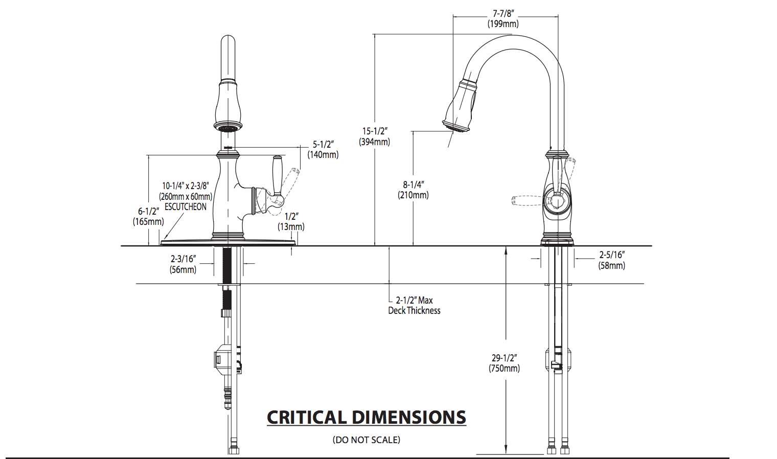 Bản vẽ kỹ thuật vòi rửa chén 7185ORB MOEN
