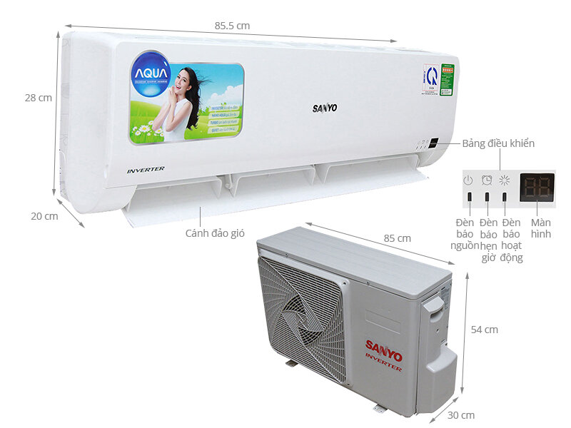 Máy lạnh Sanyo Inverter 1.5 HP SAP-KCRV12WGS