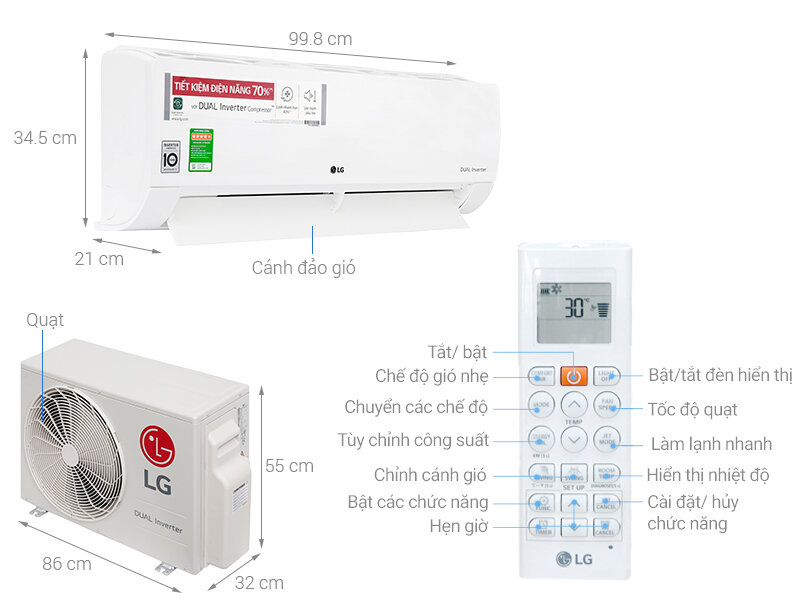 Máy lạnh LG Inverter 2 HP V18ENF Máy lạnh LG Inverter 2 HP V18ENF