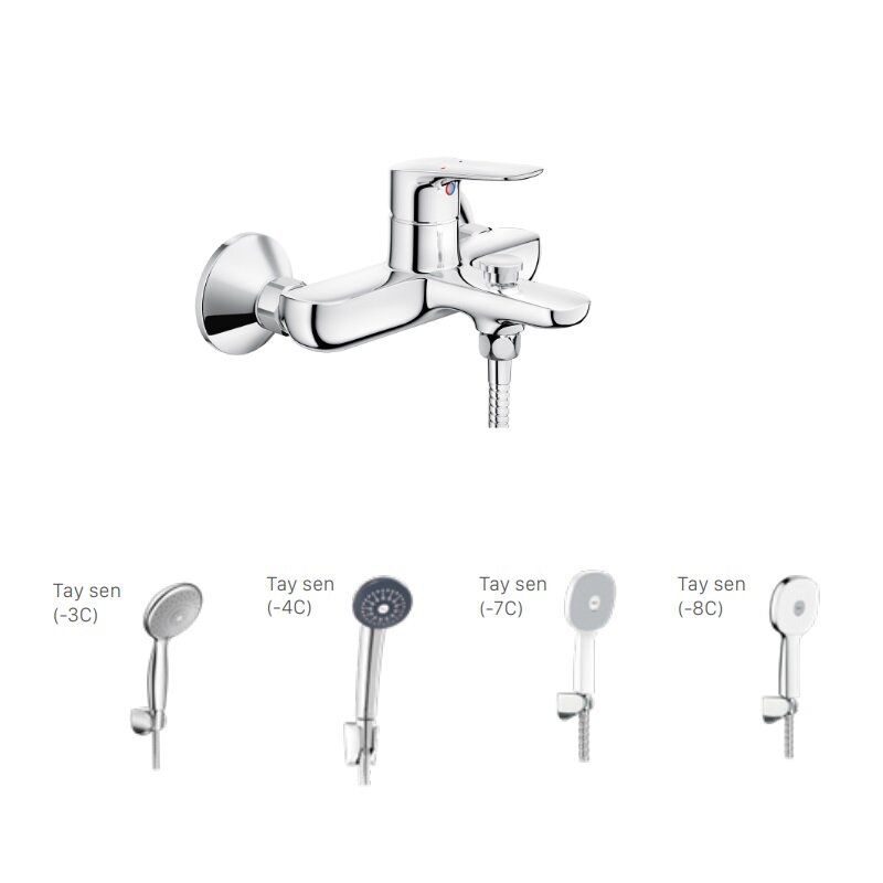 Bộ vòi sen tắm nóng lạnh INAX BFV-1403S-7C còn có các tùy chọn kết hợp tay sen tắm