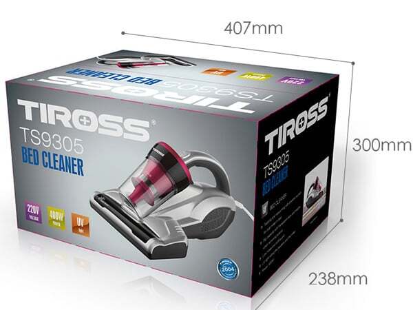 Kích thước hộp đựng máy hút bụi trên giường Tiross TS9305 Máy hút bụi trên giường Tiross TS9305