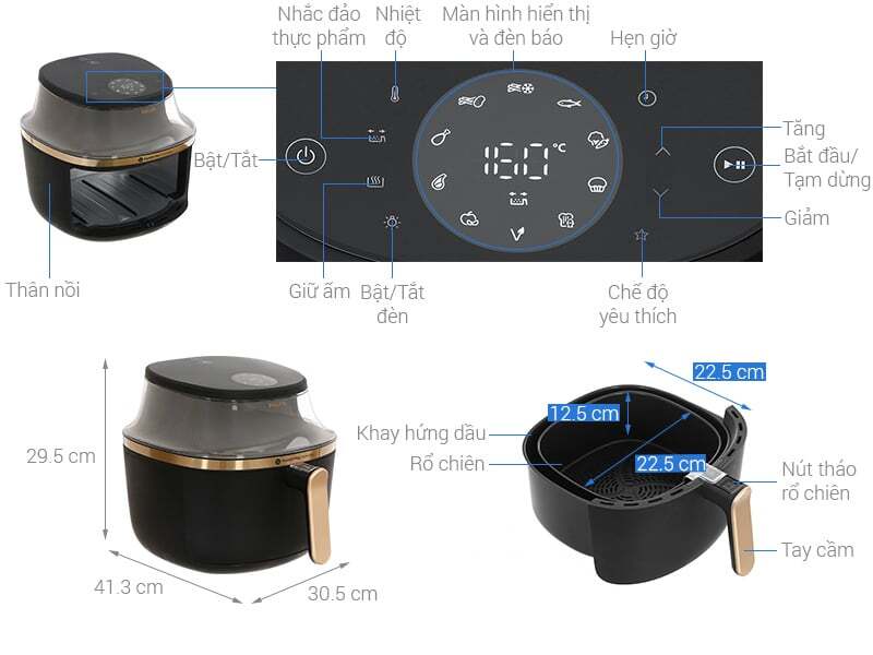 Tổng quan nồi chiên không dầu Philips NA332/00 Tổng quan nồi chiên không dầu Philips NA332/00