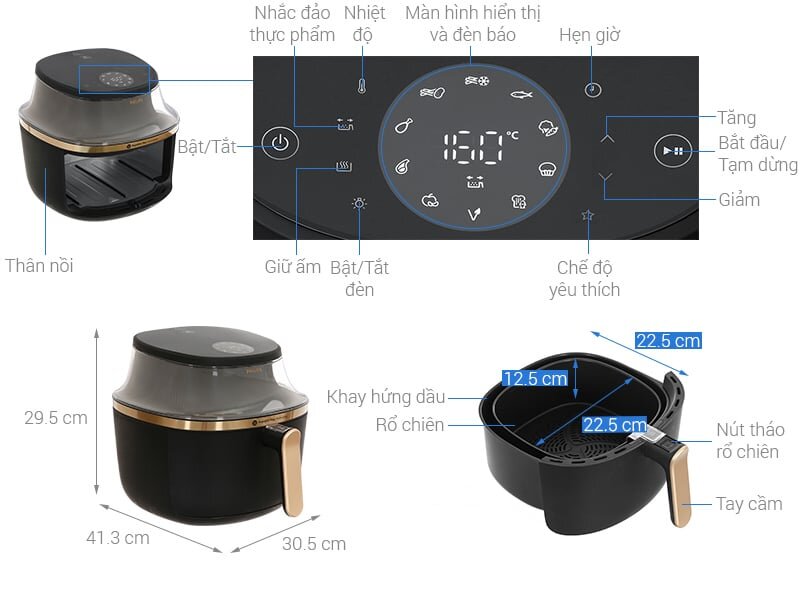 Tổng quan nồi chiên không dầu Philips NA332/00