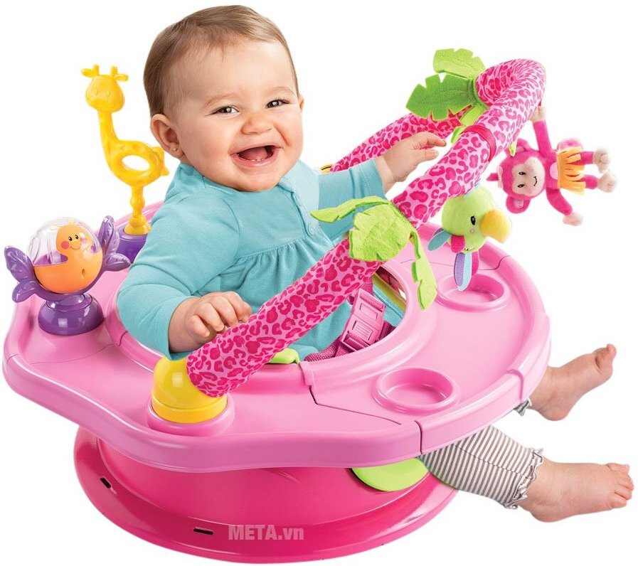 Ghế tập ngồi 3 giai đoạn có thanh đồ chơi (Hồng) SM13305