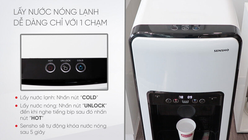 sử dụng máy nước nóng lạnh Sensho