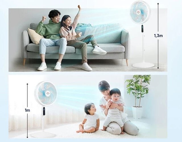 quạt đứng Tefal Turbo VH689990 có kiểu dáng đẹp, dễ điều chỉnh chiều cao