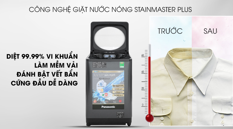 Công nghệ giặt nước nóng StainMaster+ - Máy giặt Panasonic Inverter 10.5 Kg NA-FD10VR1BV Công nghệ giặt nước nóng StainMaster+ - Máy giặt Panasonic Inverter 10.5 Kg NA-FD10VR1BV