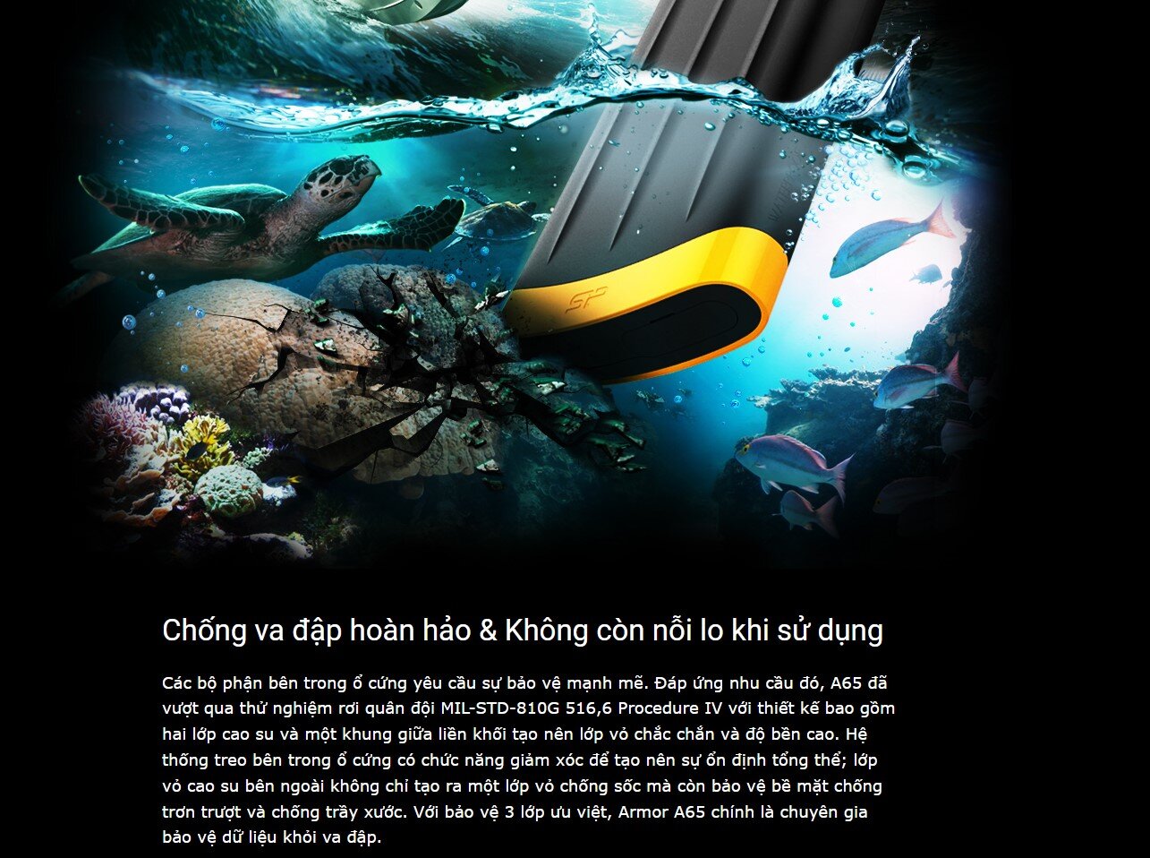 Ổ cứng di động SILICON POWER Armor A65 Đen USB 3.2 Gen1