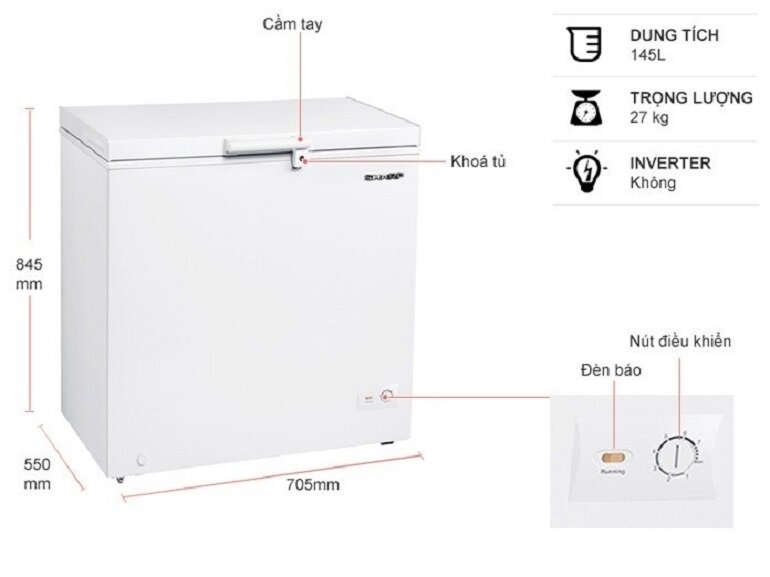 Tủ đông Sharp 1 ngăn 145 lít FJ-C145V-WH