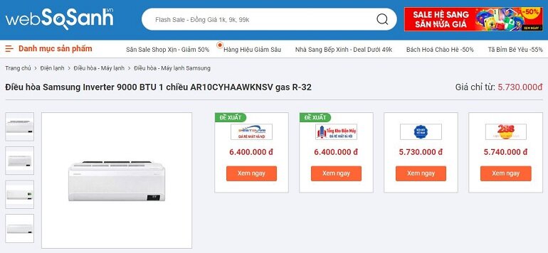 Điều hòa Samsung AR10CYHAAWKNSV giá thành phải chăng 