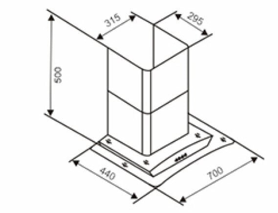 Bảng vẽ kích thước Máy hút mùi cảm ứng Capri CR-788S Bảng vẽ kích thước Máy hút mùi cảm ứng Capri CR-788S