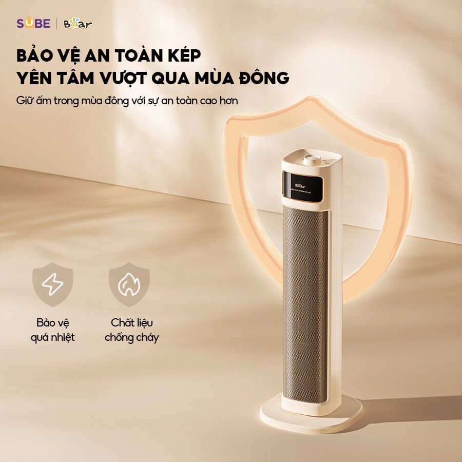 Máy sưởi Bear DNQ-P20Y5 được thiết kế bảo vệ an toàn tối đa Máy sưởi Bear